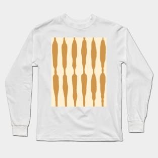 Midcentury Organic Stripes, Ochre and Cream Palette Long Sleeve T-Shirt